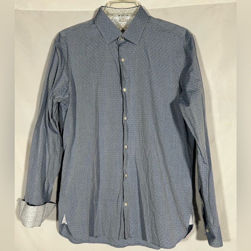 TED BAKER ENDURANCE SLIM FIT FLIP CUFF TRIM CASUAL DRESS SHIRT MENS 16 34/35